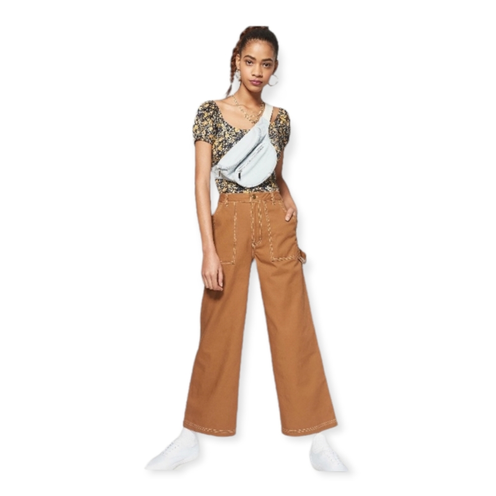 Wild Fable Carpenter Pants Tan 14 32 Waist Wide Leg Brown Orange